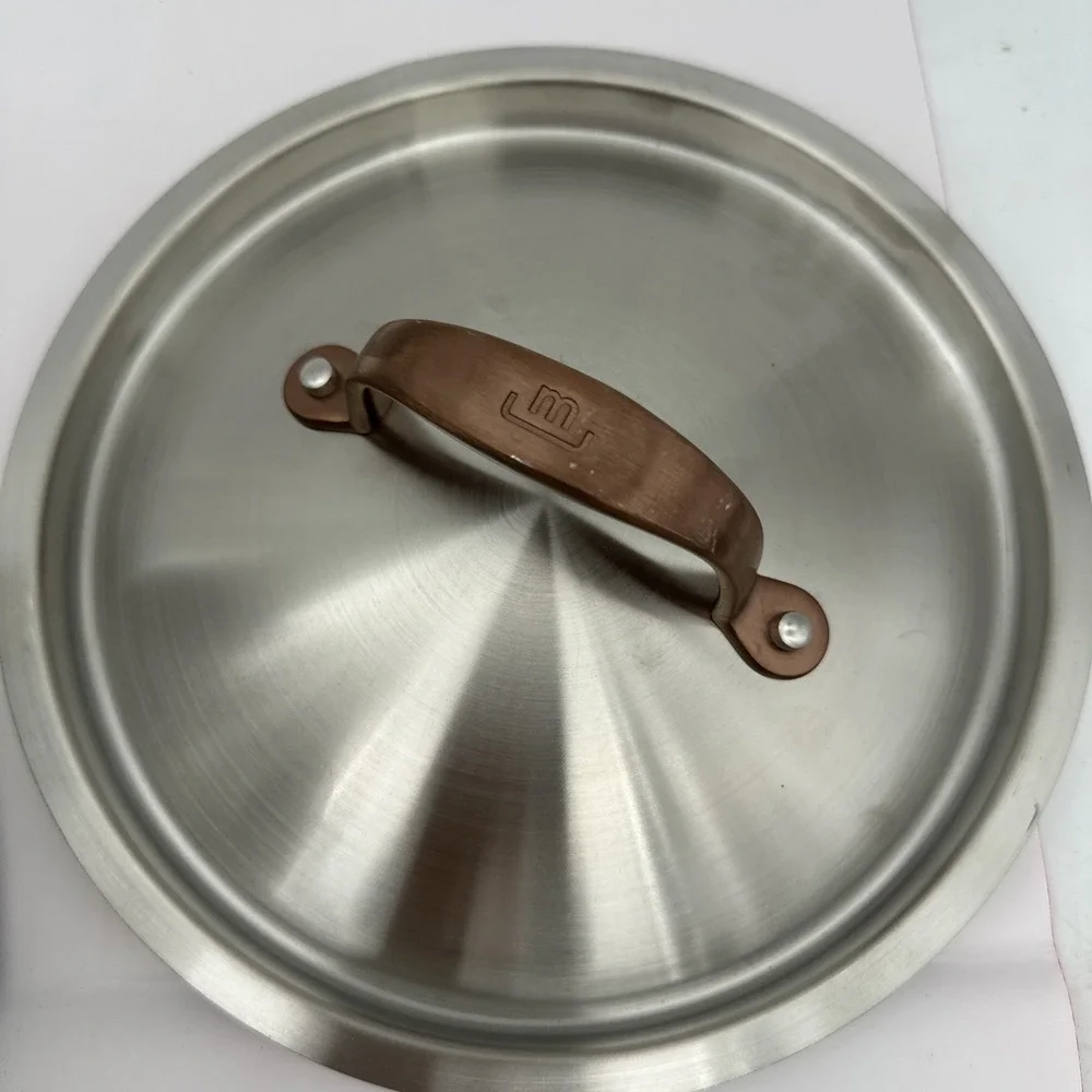 Made-In Cookware Italy 4 qt Stainless Saucepan Brushed Copper Handle W/Lid NEW
